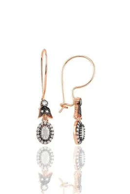 Söğütlü Silver Gümüş Rose Elmas Montürlü Oval Küpe… Sgtl11471rose
