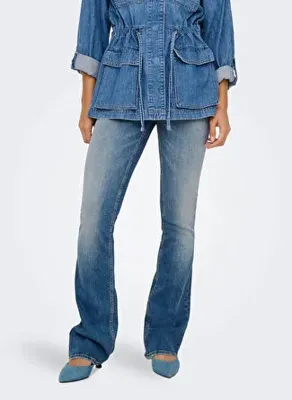 ONLY Açık Mavi Kadın Taşlamalı Denim Pantolon ONLBLUSH MID FLARED DNM DOT741 NOOS