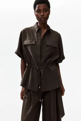 H&M Büzgü Bağı Detaylı Gabardin Üst