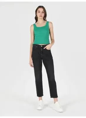 Colins Slim Fit Orta Bel Daralan Paça Kadın Siyah Jean Pantolon
