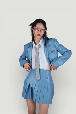 Holly Lolly Crop Model Astarlı College Ceket Mavi