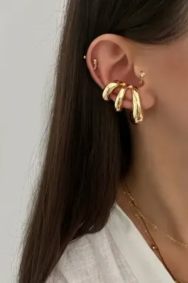 Okko Store Üç Küpe Görünümlü Büyük 2'Li Küpe