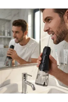 EkoAlışverişDünyam Kablosuz Ağız Duşu 320 Ml Su Tanklı 4 Modlu 5 Başlıklı Temizlik Cihazı