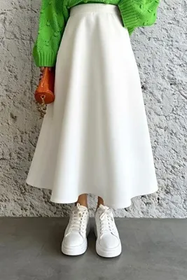 lurex moda SCUBA KUMAŞ GENİŞ ÇAN ETEK