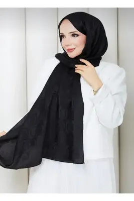 ardün hijab Halka desen pamuklu şal | siyah