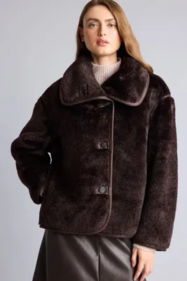 Defacto Oversize Dik Yaka Peluş Mont