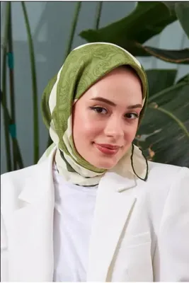 İpekhan Ipekhan Etnik Desen Serisi Yeşil Pamuk Viskon Eşarp