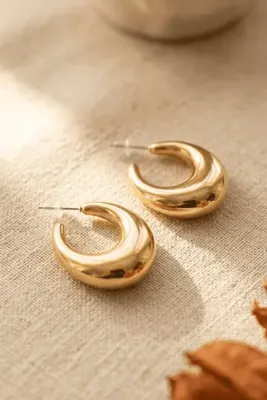 Elika Silver Kadın Gold Bombeli Küpe