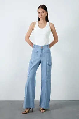 Gizia Cep Detaylı Mavi Jean Pantolon