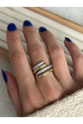 ringbox Özel Seri İki Renkli İç İçe 2'li Yüzük