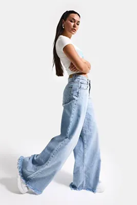 It's Basic Kadın Ice 12s6-27 Palazzo Fit Bol Kesim %100 Koton Denim Jean