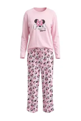 TRENDYOLMİLLA Pembe %100 Pamuklu Minnie Mouse Lisanslı Örme Pijama Takımı THMAW27PT00182