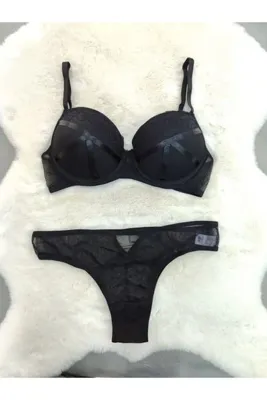 Love Angels Dantel Ve Şerit Detaylı Dolgulu Balenli Soft Sütyen Külot Takım - İç Çamaşırı Takımı