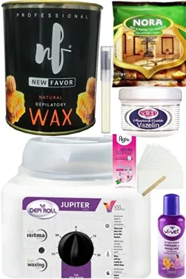 Depi Roll Ağda Isıtıcı Makine 800ml + New Favor Naturel Konserve Ağda 800ml+ Nora Tüy Dökücü