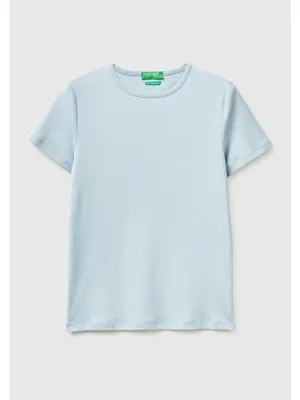 United Colors Of Benetton Kadın Açık Mavi %100 Pamuk Bisiklet Yaka T-Shirt
