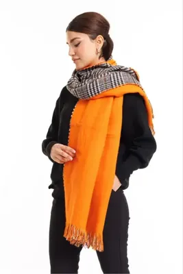 Wearflawless Ekose Desenli Yün Dokulu Çift Taraflı Atkı Şal