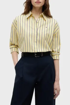 Tommy Hilfiger Poplin Çizgili Boxy Gömlek Kadın GÖMLEK WW0WW49940 0FR