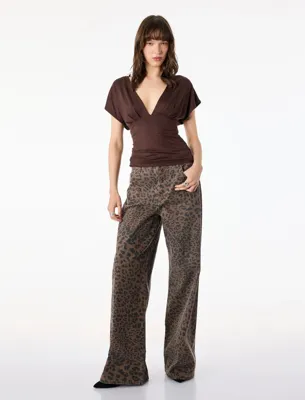 Koton Slim Fit Kısa Kollu Bağlama Detaylı V Yaka Bluz