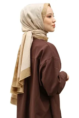 Hint İpek Monogram Şal - Bal Köpüğü (DORE)