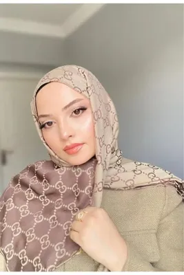 awix Çift Taraflı G Desen İnce İpeksi Şal KAHVERENGİ.BEJ