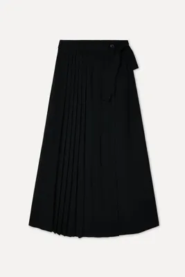 Mudo Kadın Siyah Pileli Cropped Fit Etekli Pantolon