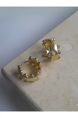 Bubbleatelier Çelik Mini Taş Detay Halka Küpe