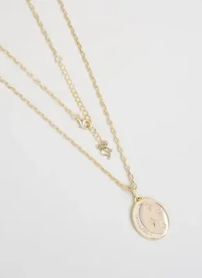 So Chic Ay ve Yıldız 18 Ayar Sarı Altın Kaplama 50 Cm Gümüş Madalyon Kolye