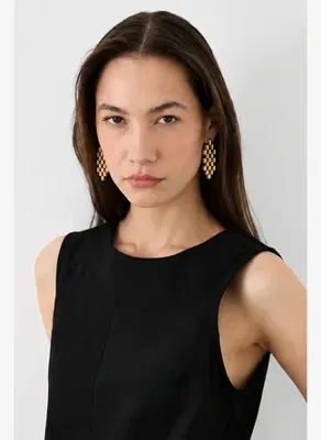 Gusto Örgü Görünümlü Sallantılı Küpe - Gold