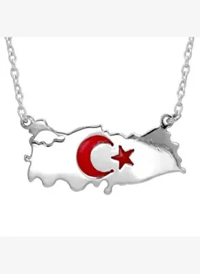 Ariş Türkiye Harita Gümüş Kolye