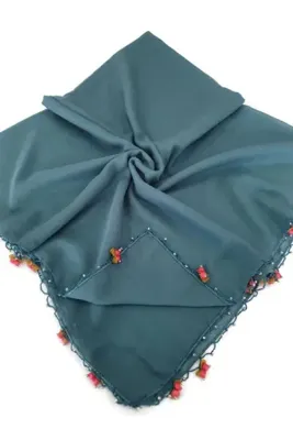 BENLİ El Işi Kiraz Oyalı Düz Renk Eşarp Yazma Çeyizlik Hediyelik 100x100cm