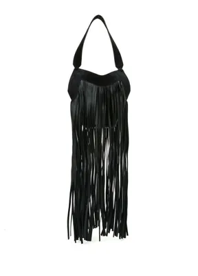 Khaite Nano Lotus Fringe Tote Siyah Kadın Deri Çanta