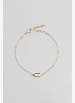 So Chic Sedef Taşlı 18 Ayar Sarı Altın Kaplama 19 Cm Gümüş Minimal Bileklik