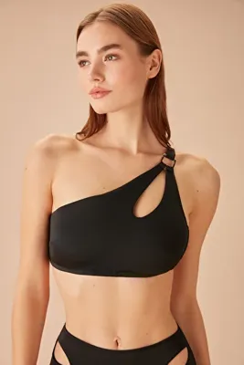 SUWEN Tek Omuz Aksesuarlı Bralet Bikini Üst