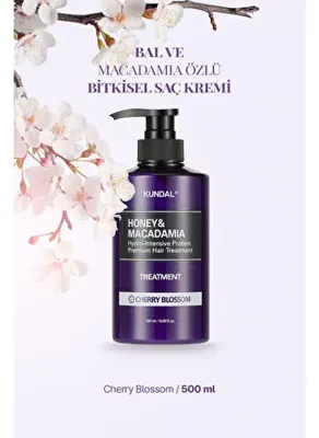 Kundal Yoğun Nemlendirici ve Besleyici Saç Kremi KUNDAL Honey & Macadamia Protein Treatment Cherry Blossom