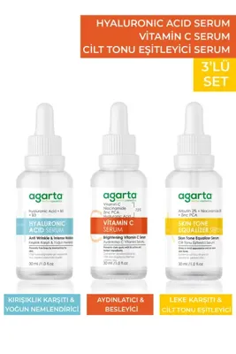 Agarta Lekeli Ciltler Için Aydınlatıcı Ve Nemlendirici Bakım Seti ( Hyaluronik Asit Arbutin Vitamin C)