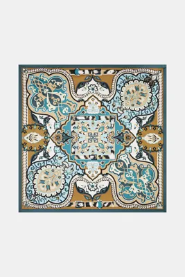 Vakko CAMEL ETNİK DESENLİ TWILL EŞARP