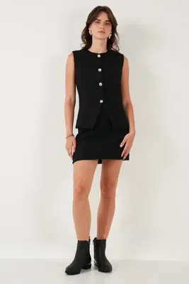 Lela Pamuk ve Yün Karışımlı Slim Fit Mini Boy Tüvit Etek ETEK 611AU086