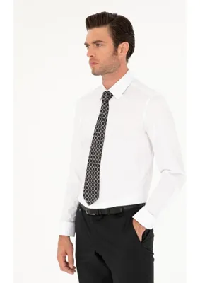 Cacharel Beyaz Slim Fit Pamuk Karışımlı Gömlek 50284433 VR013