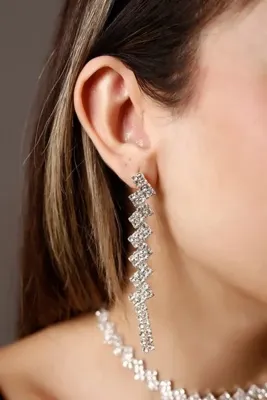 HUBANN Stylish Çapraz Dizim Zirkon Taşlı Küpe Pırlanta Gümüş Kaplama Su Yolu Abiye Nişan Gelin Düğün Küpe