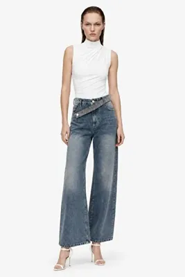 HAKKE Taşlanmış Yüksek Bel Straight Fit Jean PANTOLON