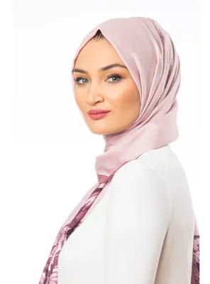 19v69 ITALIA Çiçekli Desen Modal Seri Şal Askısı ile Birlikte 75x200 cm Gül Kurusu