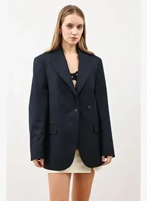 Antioch Lacivert Kruvaze Kadın Blazer