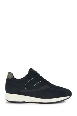 Derimod Geox Erkek Lacivert Happy Bağcıklı Süet Deri Sneaker