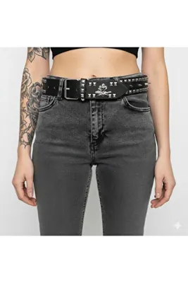Aksesuar Kuru Kafa Ve Piramit Detaylı Unisex Kemer