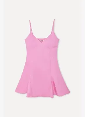 Mudo Kadın Pembe A Form Keten Karışımlı Mini Elbise 