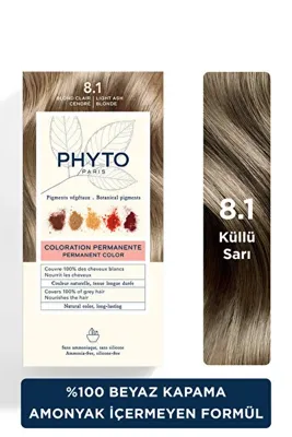 Phyto color 8.1 Küllü Sarı Amonyaksız Kalıcı Bitkisel Saç Boyası Krem Formda Doğal ve Işıltılı Renk