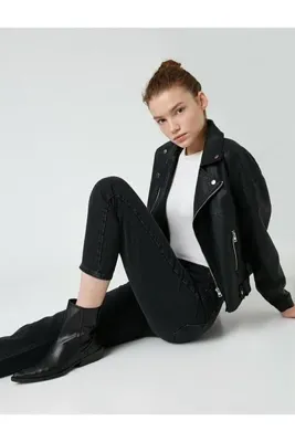 Trn JNS Mona Siyah Solmaz Mom Jean Kadın Boyfriend Yüksek Bel Likralı Kot Pantolon