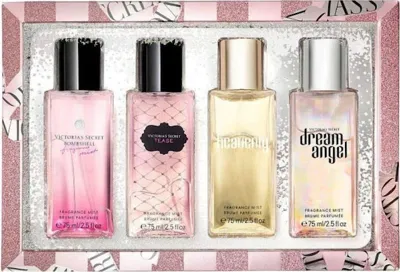 Victoria's Secret Luxury Fragrance Mists Tease 75 ml + Dream Angel 75 ml + Heavenly 75 ml + Bombshell 75 ml Kadın Parfüm Seti