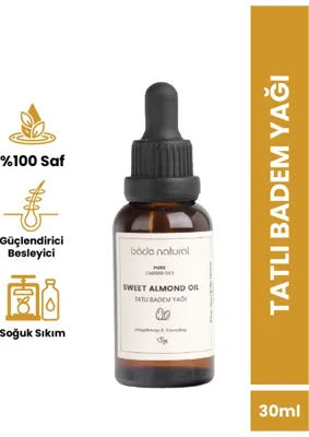 Bade Natural Tatlı Badem Yağı Soğuk Sıkım %100 Saf 30 ml
