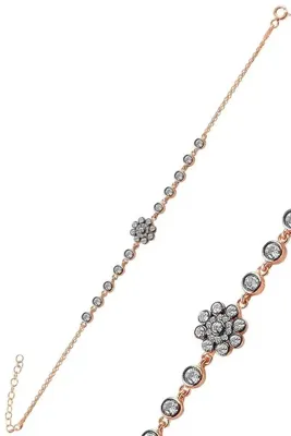 Söğütlü Silver Gümüş Rose Zirkon Taşlı Elmas Montürlü Bileklik. Sgtl10766rose